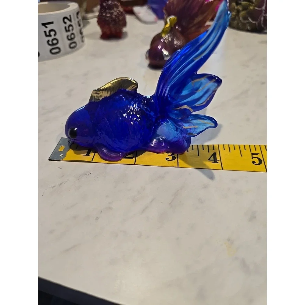 Handmade Resin Goldfish Red Purple Blue Decoration Gift 648